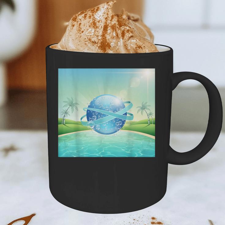 Frutiger Aero Y2k Aesthetic Palm Trees Cyber Beach World Graphic Print Coffee Mug