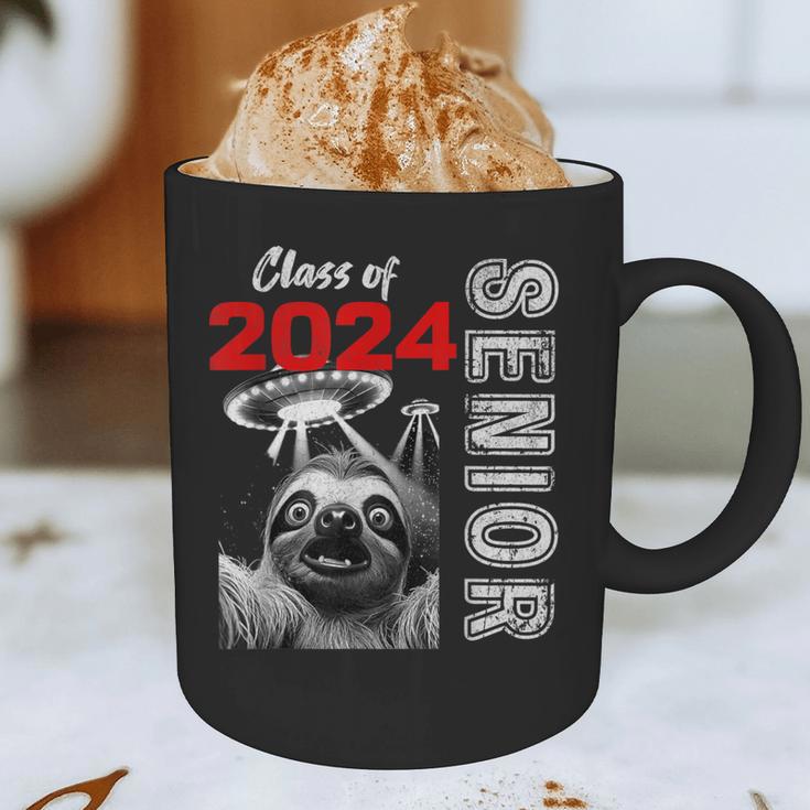 Fun Trendy UFO Sloth Graduation Class Of 2024 Senior Graphic Print Coffee Mug