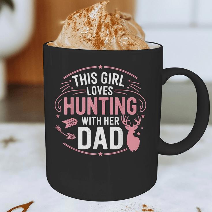 This Girl Loves Hunting With Her Dad Pink Deer Hunter Graphic Print Coffee Mug