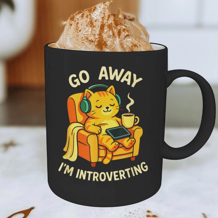 Go Away I'm Introverting Cat Coffee Headphones Graphic Print Coffee Mug Go Away I'm Introverting Cat Coffee Headphones Graphic Print Coffee Mug