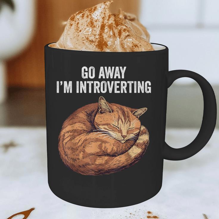 Go Away I'm Introverting Cat Introvert Men Women Girls Kids Graphic Print Coffee Mug
