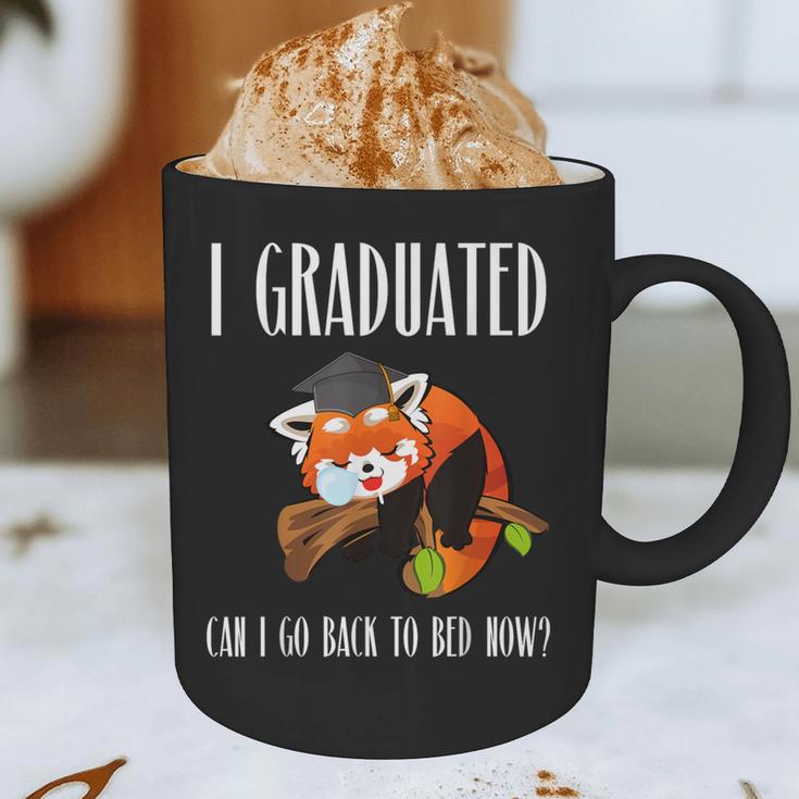 I Graduated Can I Go Back To Bed Sleepy Red Panda Graduation Graphic Print Coffee Mug
