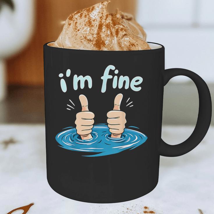 I'm Fine Drowning Thumbs Up Introvert Meme Humor Graphic Print Coffee Mug
