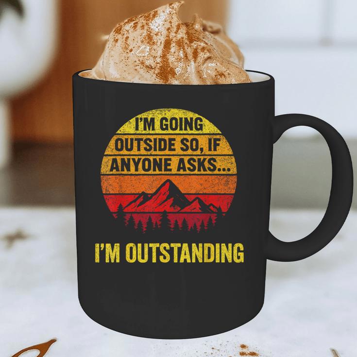 I'm Going Outside If Asked I'm Outstanding Dad Joke Graphic Print Coffee Mug