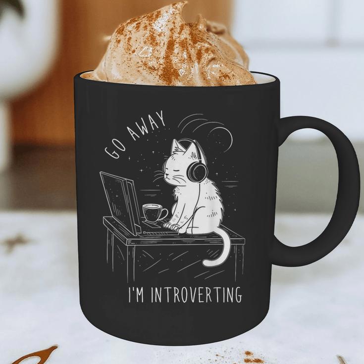 Introvert Cat With Coffee On Computer Antisocial Emo Goth Graphic Print Coffee Mug Introvert Cat With Coffee On Computer Antisocial Emo Goth Graphic Print Coffee Mug