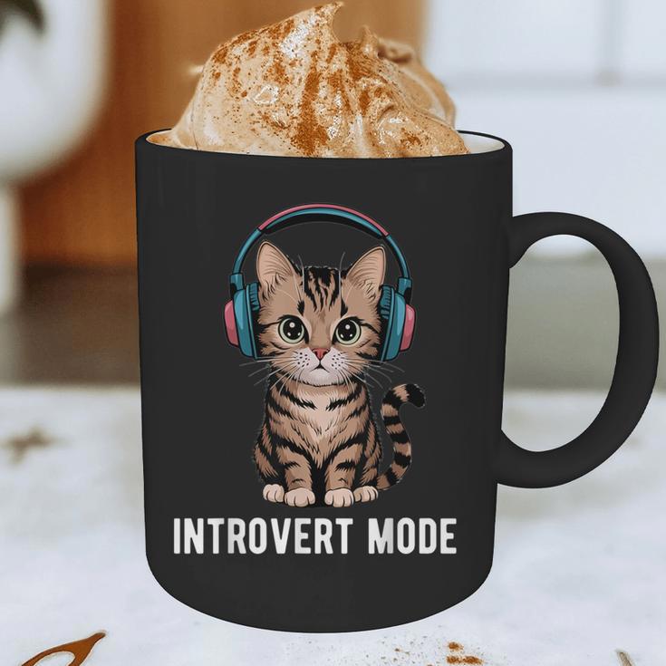 Introvert Mode Cat With Headphones Kitten Lover Graphic Print Coffee Mug Introvert Mode Cat With Headphones Kitten Lover Graphic Print Coffee Mug