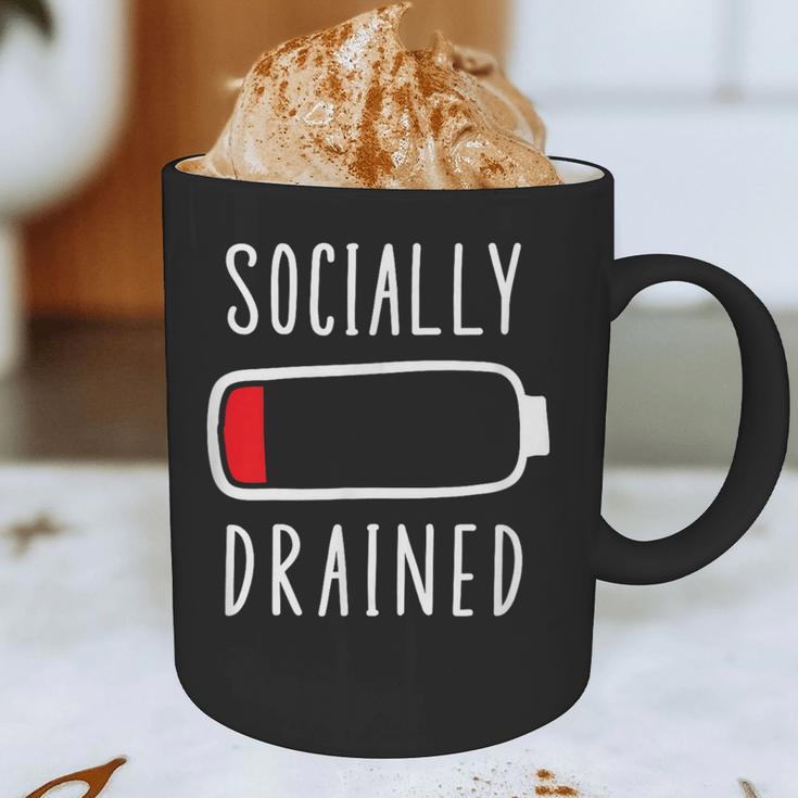 Introvert Socially Drained Battery Graphic Print Coffee Mug