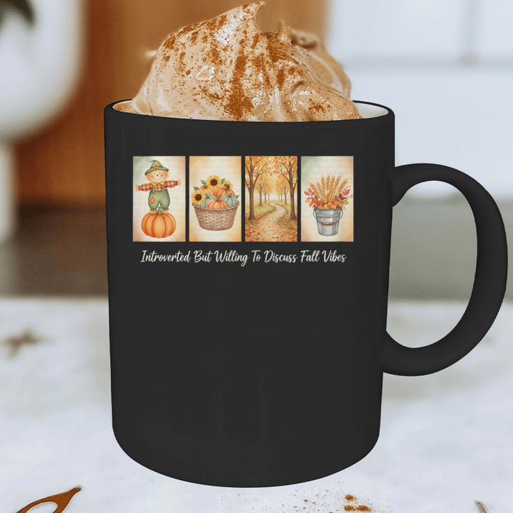 Introverted But Willing To Discuss Fall Vibes Autumn Pumpkin Graphic Print Coffee Mug Introverted But Willing To Discuss Fall Vibes Autumn Pumpkin Graphic Print Coffee Mug