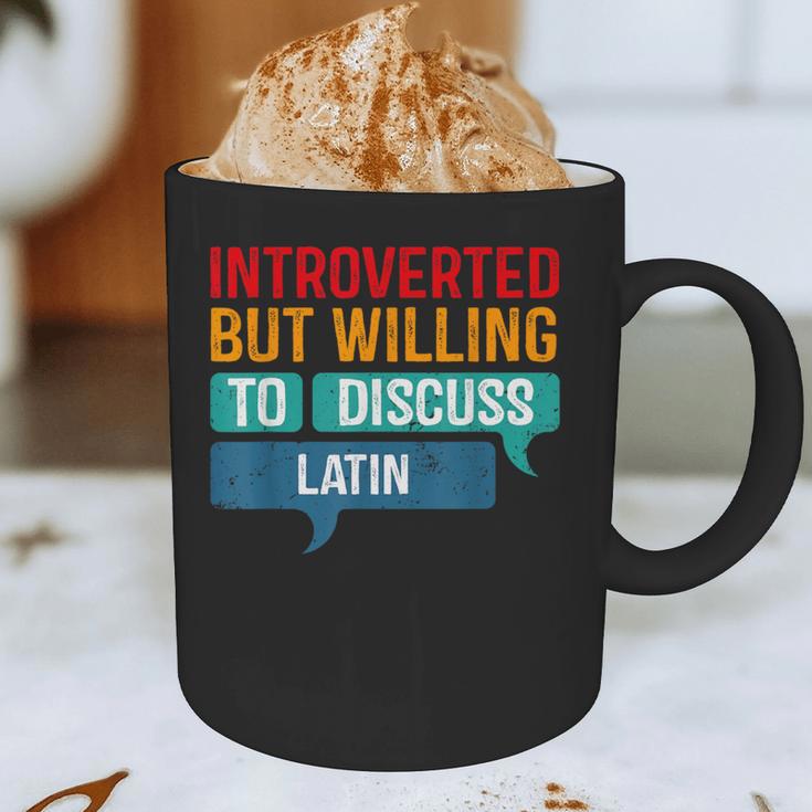 Introverted But Willing To Discuss Latin Graphic Print Coffee Mug