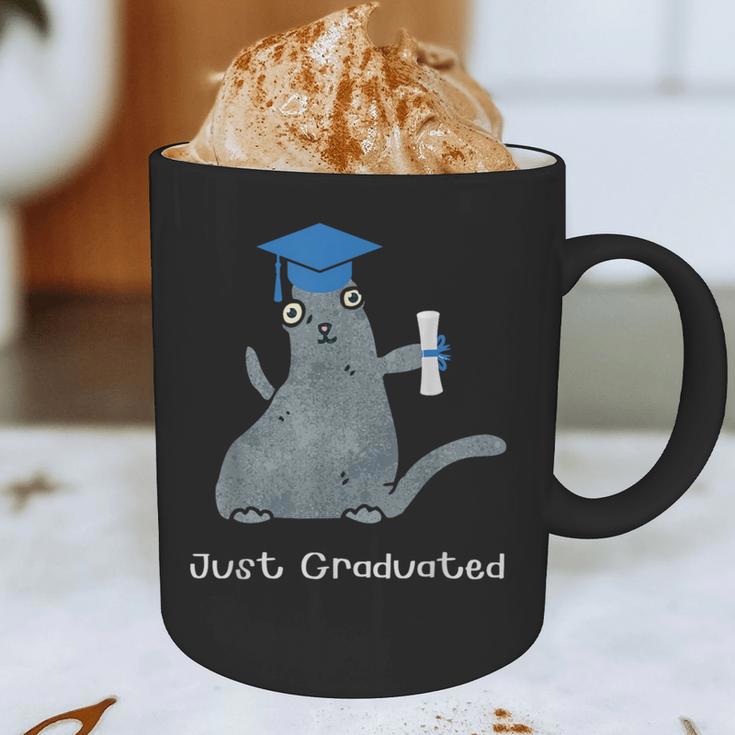 Just Graduated Cat With Graduation Cap And Diploma For Men Women Girls Kids Graphic Print Coffee Mug