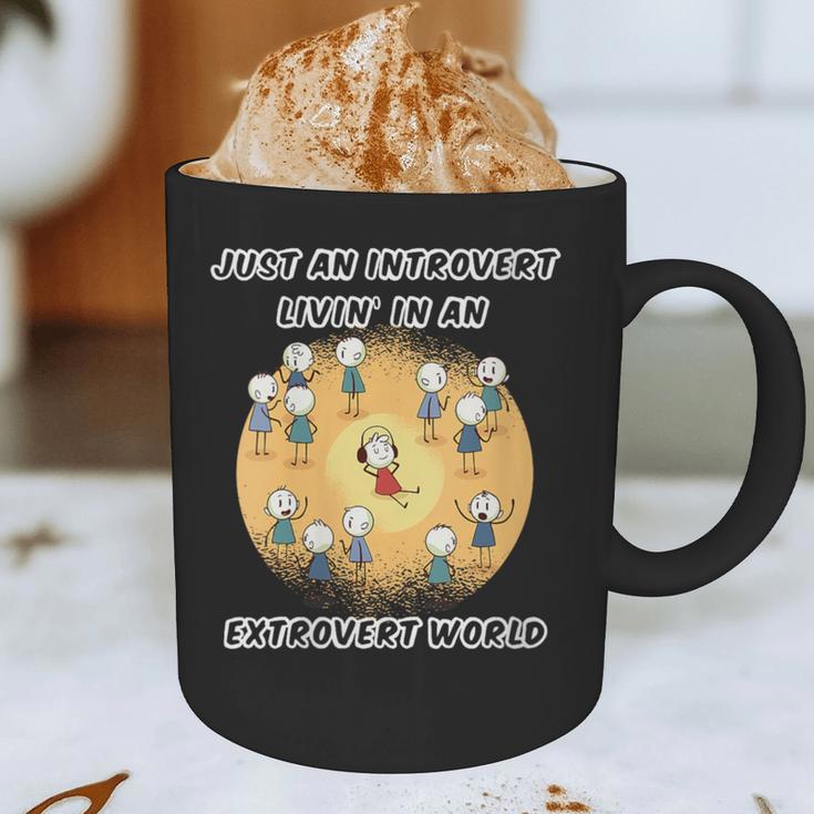 Just An Introvert Living In An Extrovert World Stickmen Graphic Print Coffee Mug Just An Introvert Living In An Extrovert World Stickmen Graphic Print Coffee Mug