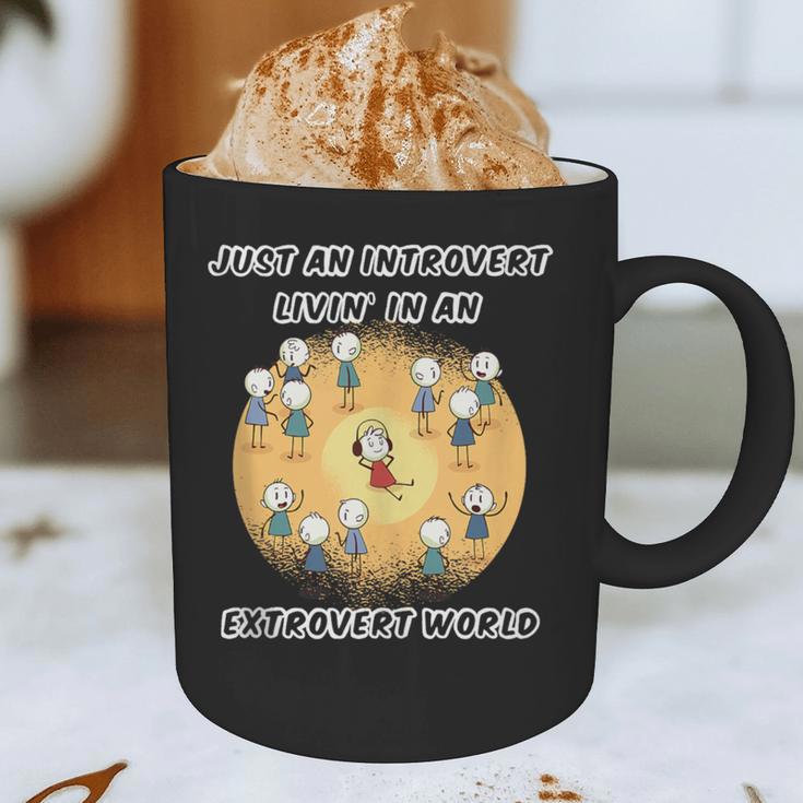 Just An Introvert Living In An Extrovert World Stickmen Graphic Print Coffee Mug