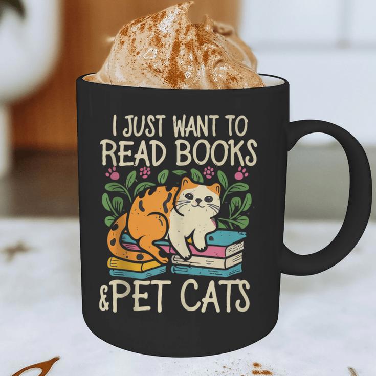 I Just Want To Read Books And Pet Cats Introvert Graphic Print Coffee Mug