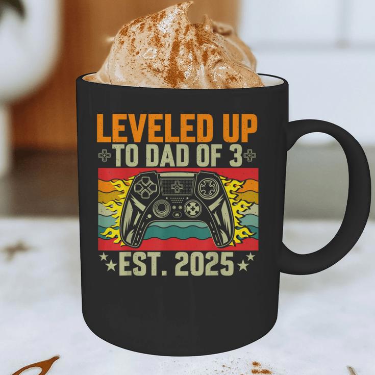 Leveled Up To Dad Of 3 Three Daddy Again 2025 Father's Day Graphic Print Coffee Mug