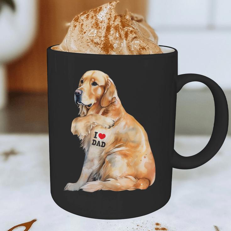 I Love Dad Patriotic Golden Retriever Canine Dog Lover Graphic Print Coffee Mug