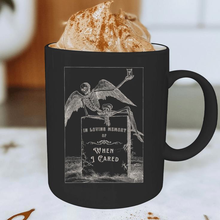 In Loving Memory Of When I Cared Skeleton Angel Tombstone Graphic Print Coffee Mug In Loving Memory Of When I Cared Skeleton Angel Tombstone Graphic Print Coffee Mug