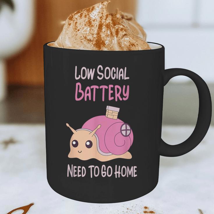 Low Social Battery Cute Snail With House Introvert Cozy Home Graphic Print Coffee Mug