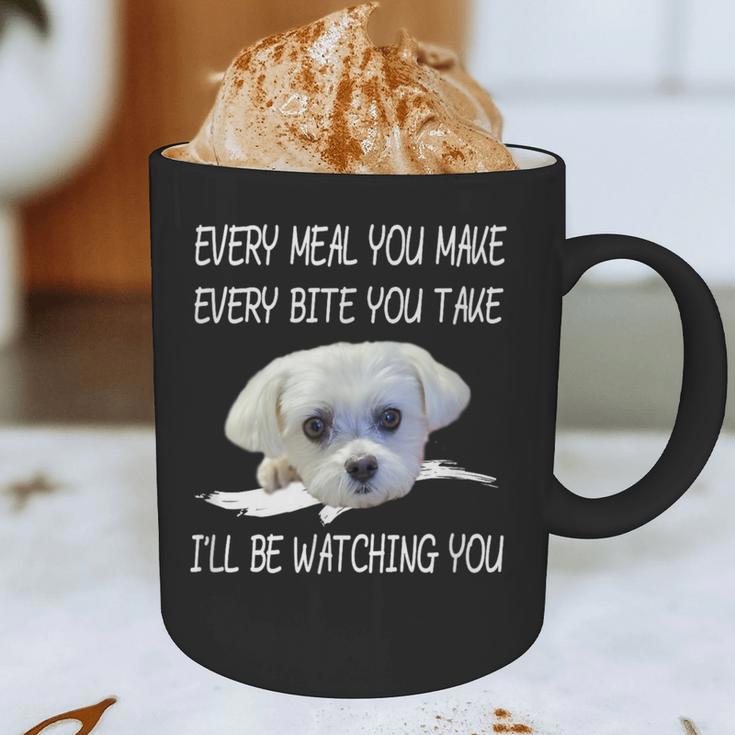Maltese Dog Watching Owner Quote Puppy Mom Dad Men Women Girls Kids Graphic Print Coffee Mug