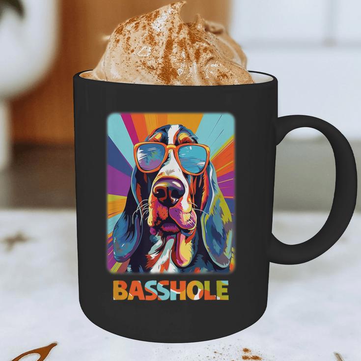 Mom & Dad Of a Basshole Basset Hound With Glasses -Adults Short Sleeve Graphic Print Coffee Mug