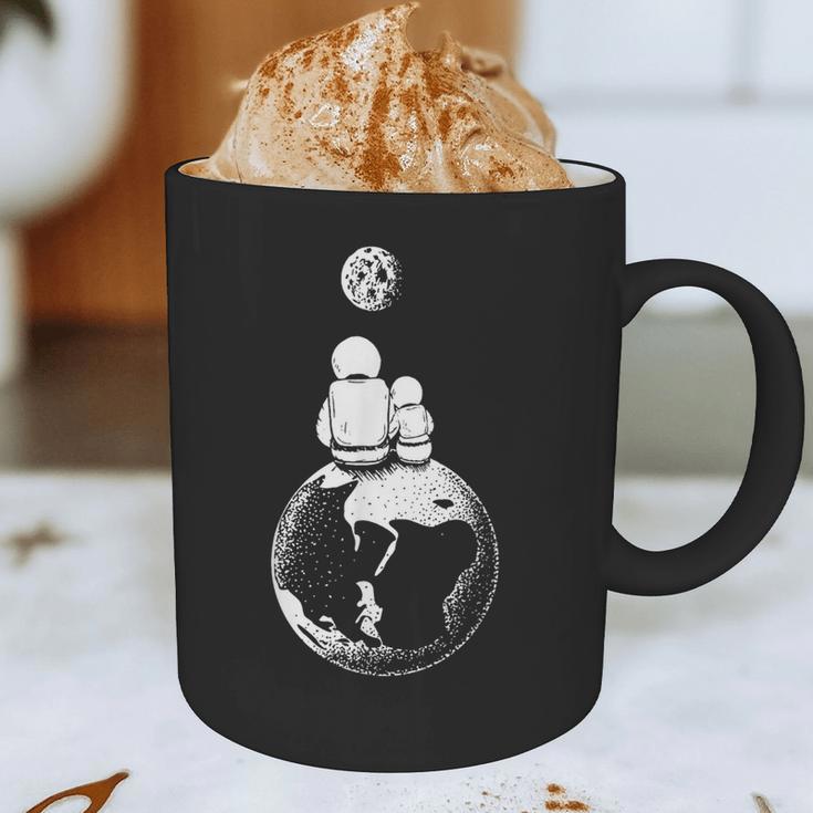Moon And Astronaut Dad And Baby Space For Father's Day Graphic Print Coffee Mug