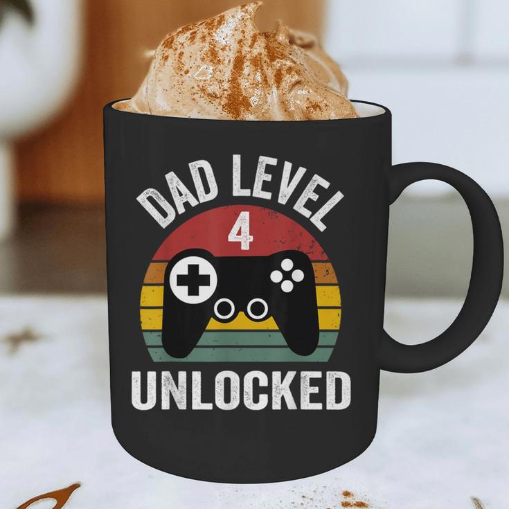 New Dad Shirt Dad Level 4 Unlocked For 4 Kids Gaming Graphic Print Coffee Mug