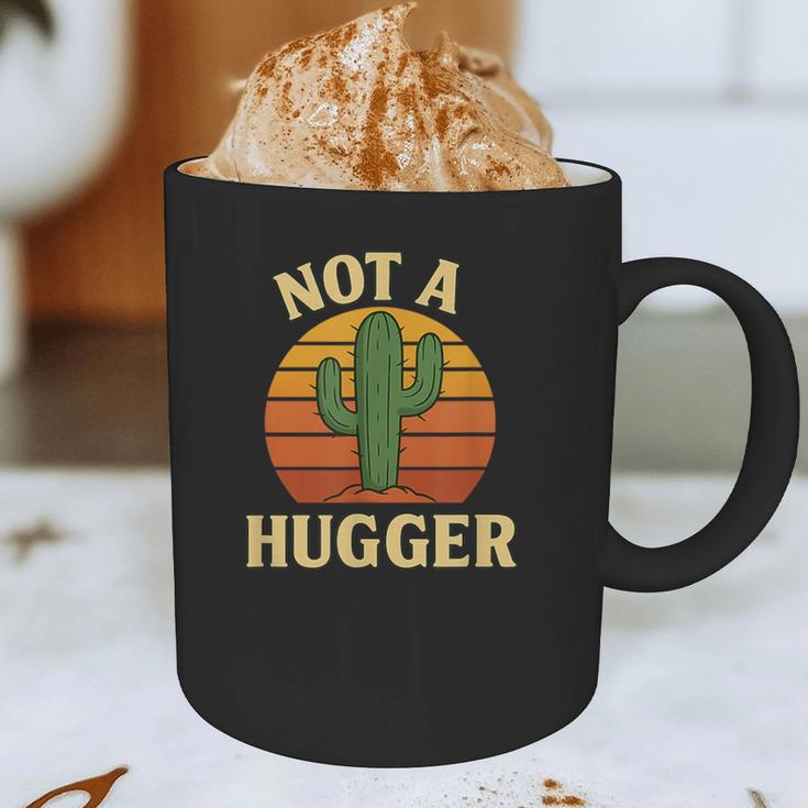 Not A Hugger Cactus Retro Sunset No Hugging Introvert Graphic Print Coffee Mug