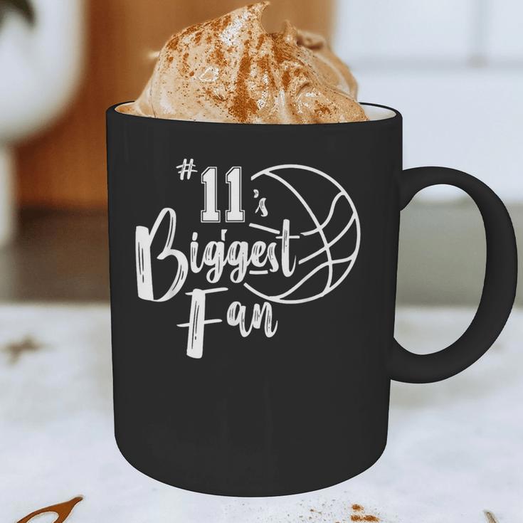 Number 11's Biggest Fan Shirt Basketball Player Mom Dad Graphic Print Coffee Mug