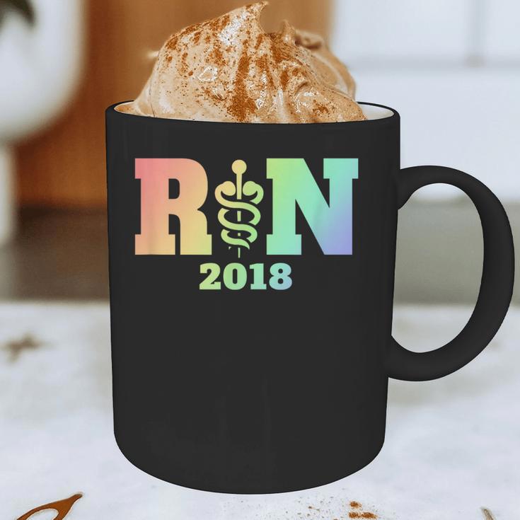Nurse Graduation Shirt RN Est 2018 Rainbow Tshirt Graphic Print Coffee Mug