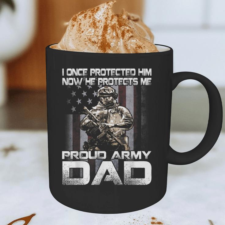 I Once Protected Him Now He Protects Me Proud Army Dad Graphic Print Coffee Mug