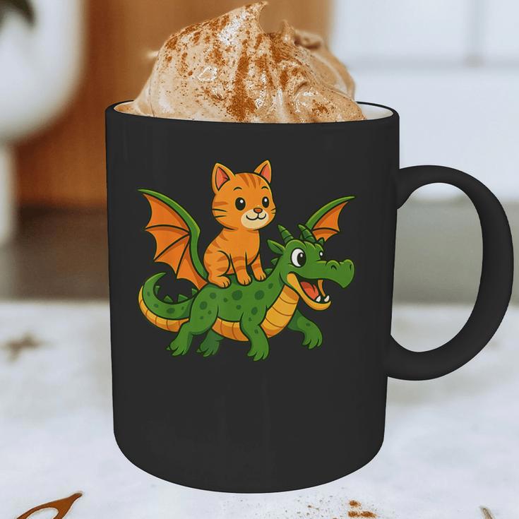 Orange Cat Dragon Riding Animal Lover Mom Dad Kids Graphic Print Coffee Mug