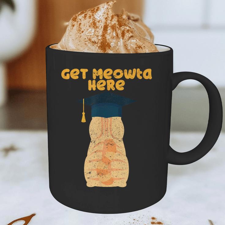 Orange Tabby Cat Graduation Distressed Shirt For Grads For Men Women Girls Kids Graphic Print Coffee Mug