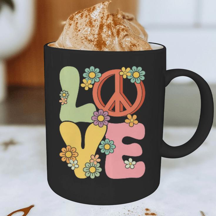 Peace Sign Love Groovy Vibes Costume Nostalgia 1980s Fashion Graphic Print Coffee Mug