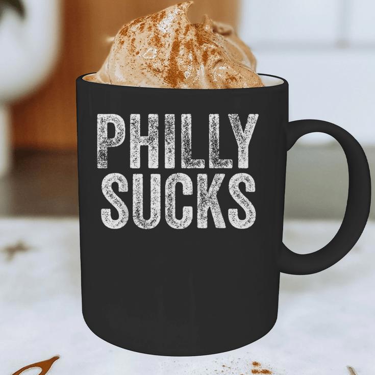 PHILLY SUCKS Philadelphia Hate City Gag Humor Dad Graphic Print Coffee Mug