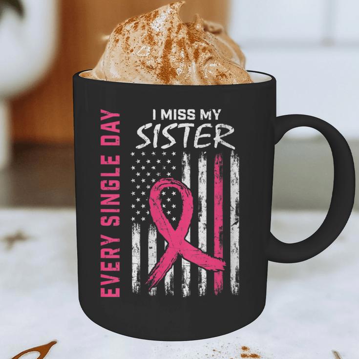 Pink In Memory Of Sister Breast Cancer Awareness Flag Graphic Print Coffee Mug