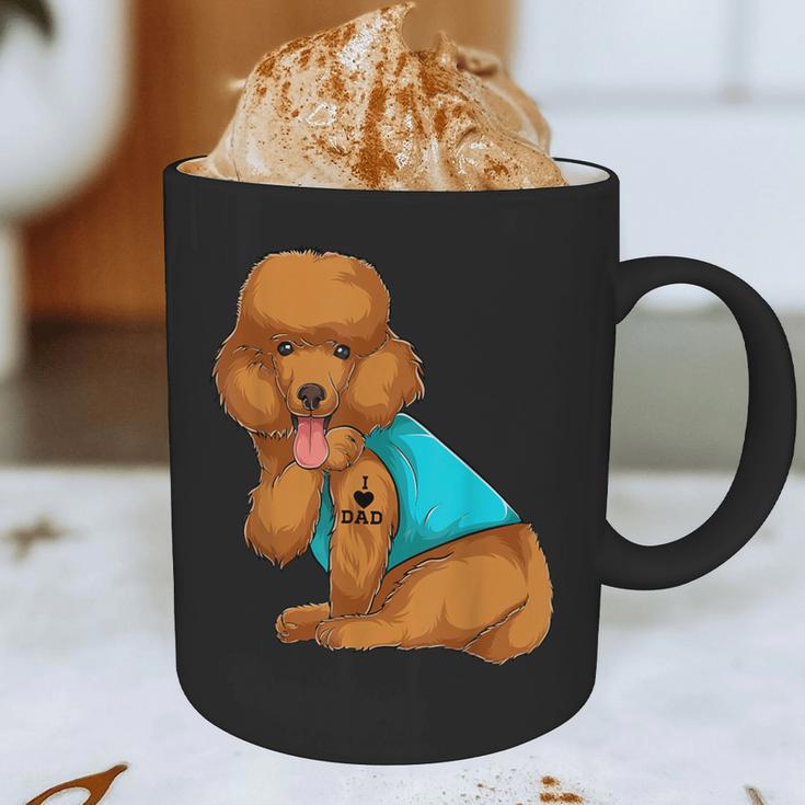 Poodle I Love Dad Tattoo Apparel Dog Dad Dads For Men Women Graphic Print Coffee Mug