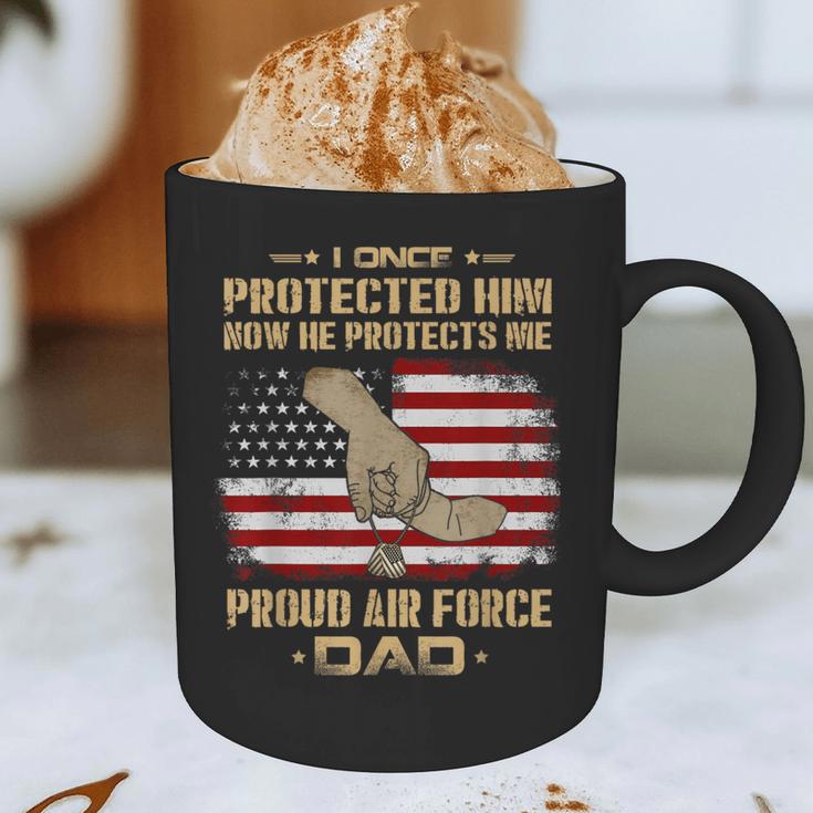 Now He Protects Me USAF Dad Proud Air Force Dad T-Shirt Graphic Print Coffee Mug