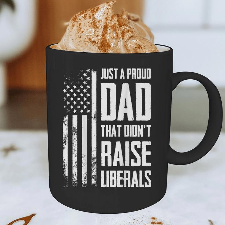 Proud Dad That Didn't Raise Liberals American Flag -ON BACK Women Men Graphic Print Coffee Mug