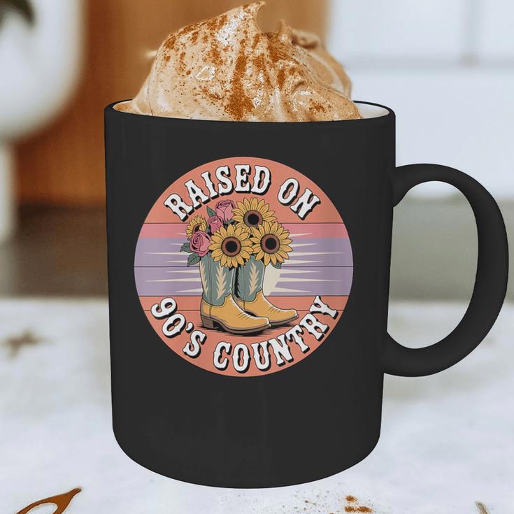 Raised On 90’s Country Women Retro Western Music Nostalgia Graphic Print Coffee Mug