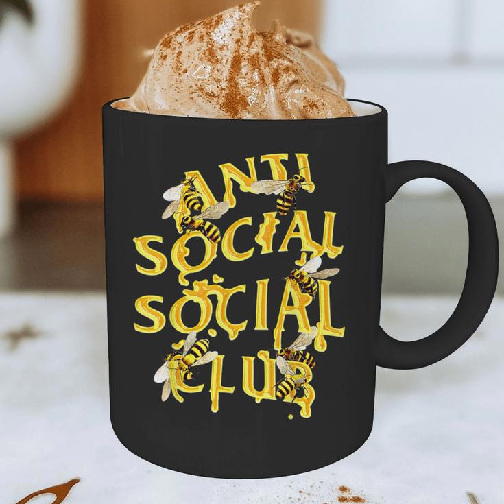 Retro Anti Social Club Bees Introvert Women Men Graphic Print Coffee Mug