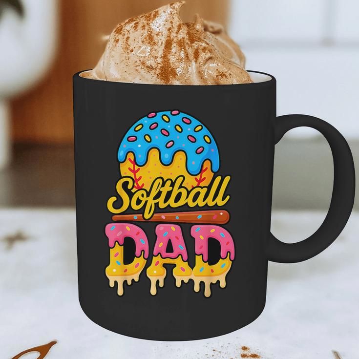 Retro Ice Cream Drip Softball Dad Game Day Dad Father's Day Graphic Print Coffee Mug
