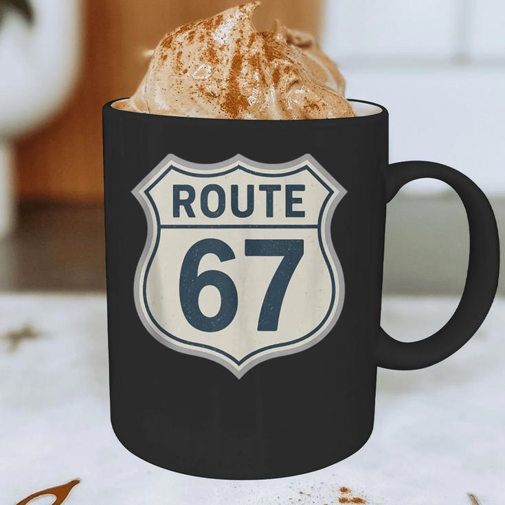 Retro Route 67 Highway Sign Vintage Road Nostalgia Graphic Print Coffee Mug