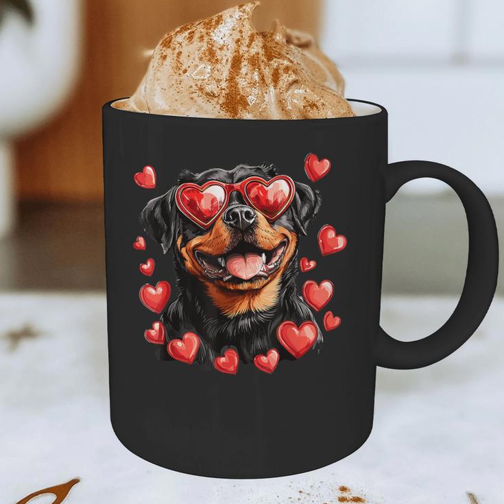 Rottweiler Heart Glasses Cute Rottie Dog Lover Mom Dad Kids Graphic Print Coffee Mug