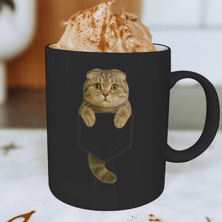 Scottish Fold Cat Pocket Cat Mom Cat Dad Cat Lover Graphic Print Coffee Mug