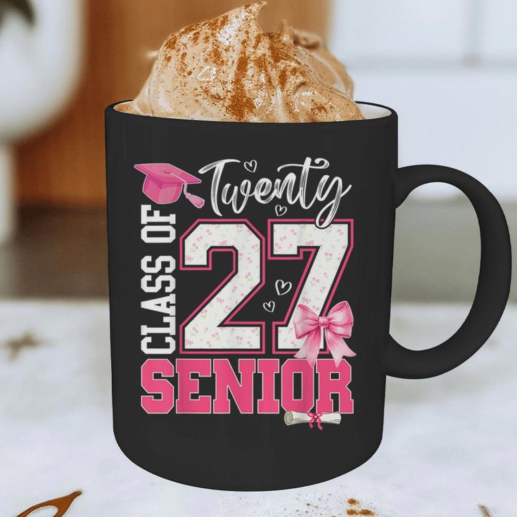 Senior 2027 Class Of 2027 Pink Coquette Bow Graduation Girl Graphic Print Coffee Mug