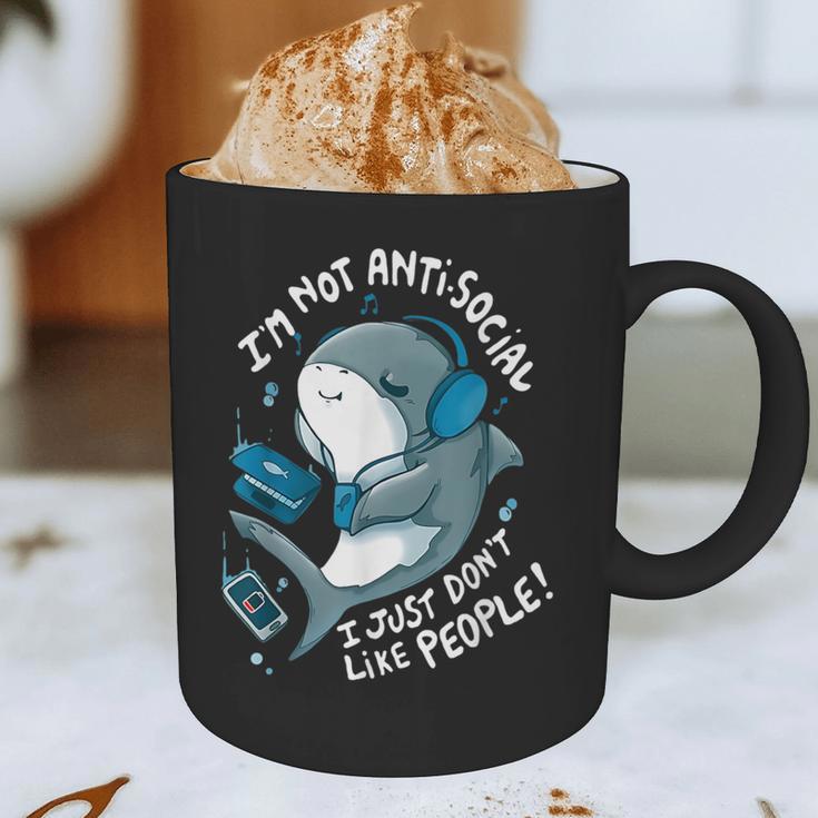 Shark Don’t Like People Antisocial Introvert Graphic Print Coffee Mug
