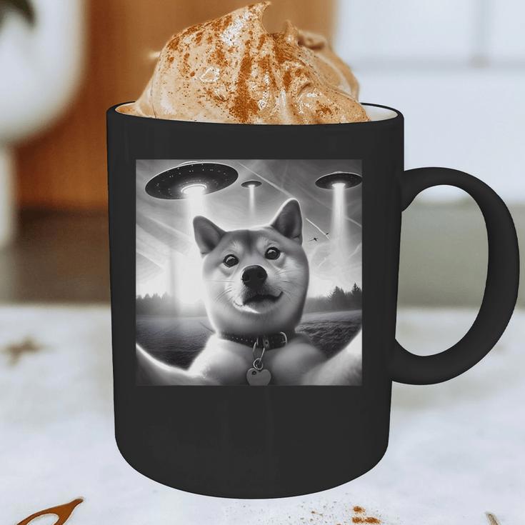 Shiba Inu Dog Dad Mom Graphic Selfie UFOs Weird Aliens Graphic Print Coffee Mug