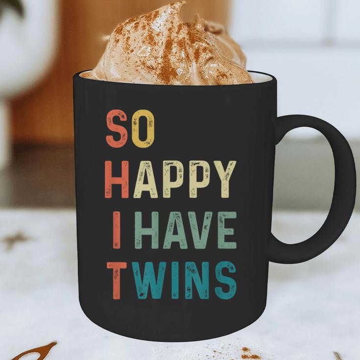 So Happy I Have Twins Mom Dad Parent Saying Slogan Graphic Print Coffee Mug