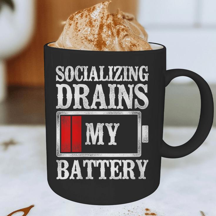Socializing Drains My Battery Introvert Graphic Print Coffee Mug
