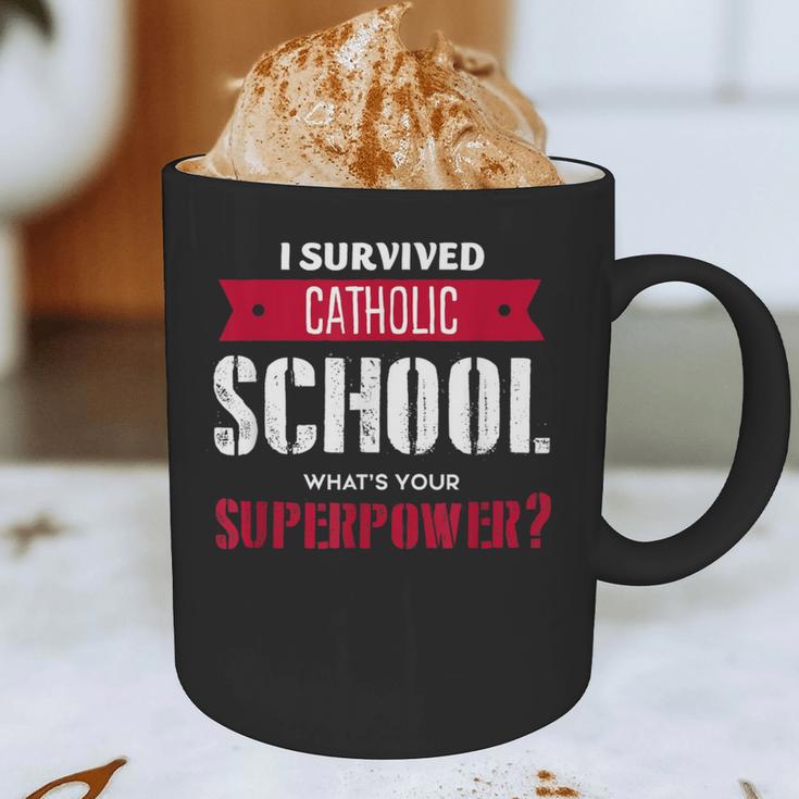 I Survived Catholic School Shirt Catholic Graduation Graphic Print Coffee Mug