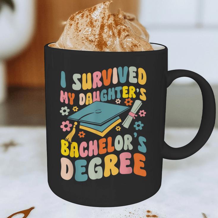 i Survived My Daughter's Bachelors Degree Groovy Graduation Graphic Print Coffee Mug